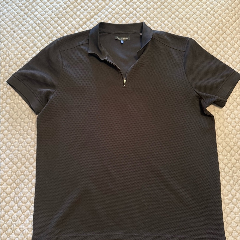 Vince Camuto Black Zip Polo Shirt